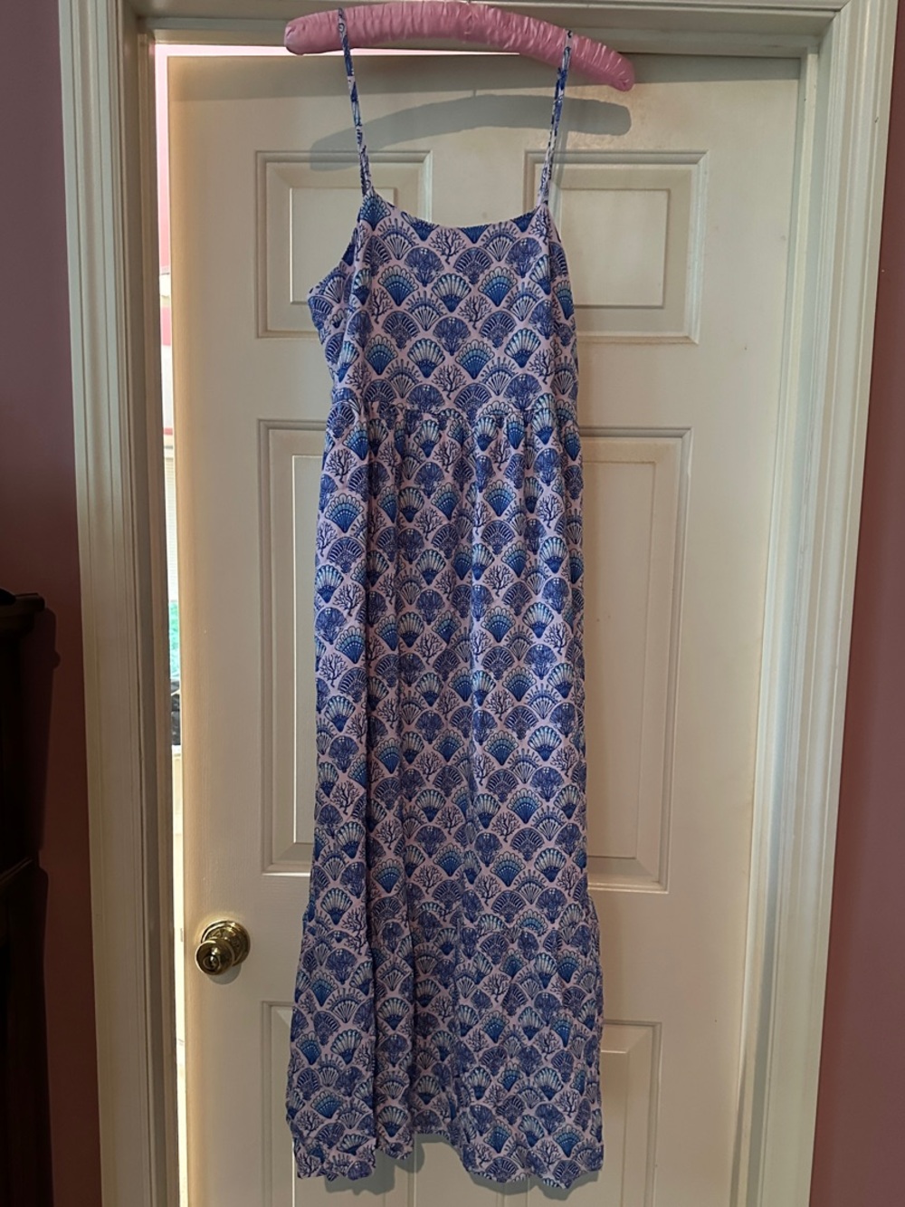 Simply Southern Blue and White Patterned Spaghetti-Strap Maxi Dress